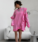 Ruffled Stitching Streetwear Long Sweater