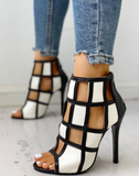 Elegant black & white short boots