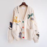 Loose Knitted Embroidered Sweater