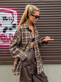 Loose Retro Long Plaid Shirt