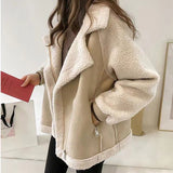 Outwear Warm Fur Lambskin Biker Jacket