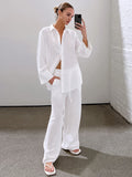 White Pure Cotton Trousers Suit