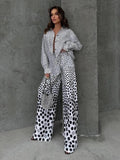 Polka Dot Woven Drape Two-piece Suit