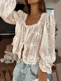 Loose Embroidered Long-Sleeved Shirt