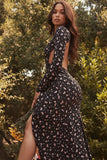 floral halter sexy slim long-sleeved dress.