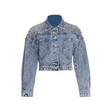 Short denim long-sleeved jacket.