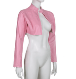 Pink PU leather motorcycle jacket - The Woman Concept