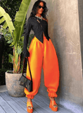 Pantalon bomber décontracté élastique orange vif