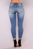 Elastic Slim Denim Pencil Pants - The Woman Concept