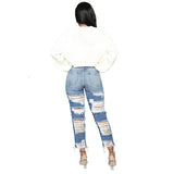 custom high-rise ripped jeans - The Woman Concept