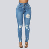 Jean extensible taille haute 