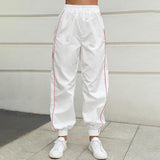 Side Stripe Elastic Waist Sweatpants.