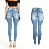 Pockets Zipper Patchwork Washed Pencil Jeans - The Woman Concept