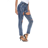 Skinny Stretch-Through Hole Jeans - The Woman Concept