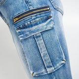 Pockets Zipper Patchwork Washed Pencil Jeans - The Woman Concept