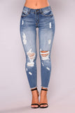 Elastic Slim Denim Pencil Pants - The Woman Concept