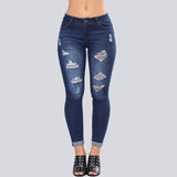 High Waist Ripped Hips Pencil Jeans - The Woman Concept