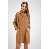 Long Sleeve Dress Knitted Sweater and Scarf - The Woman Concept