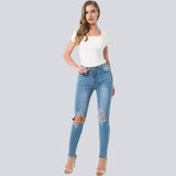 stretch hole pencil jeans - The Woman Concept