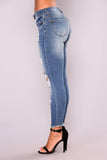 Elastic Slim Denim Pencil Pants - The Woman Concept