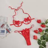 hollow out panty and bra lingerie set.