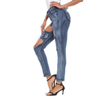 Skinny Stretch-Through Hole Jeans - The Woman Concept