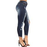 Elastic Slim Denim Pencil Pants - The Woman Concept