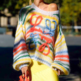 Rainbow Contrast Striped Sweater