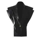 Leather stitching vest.