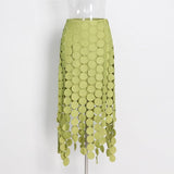 French retro hollow fringed irregular skirt.