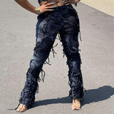 Tie-Dye Tassel Beggar American Pants