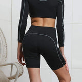 Black Reflective Strip Set Moisture Yoga  Set.