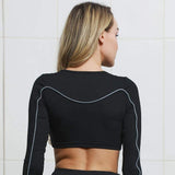 Black Reflective Strip Set Moisture Yoga  Set.