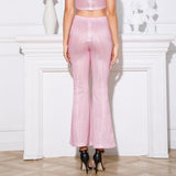 Long Wide Leg pink pants - the woman concept