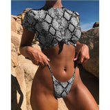 Snake Pattern Two Piece Set Swimwear